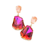 Teardrop Angled Stone Link Dangle Evening Earrings - Madeline Love - Flyclothing LLC