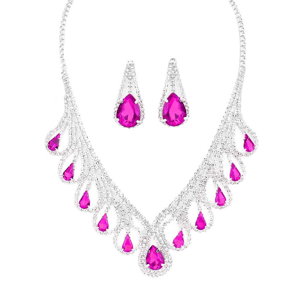 Teardrop Crystal Rhinestone Collar Necklace - Madeline Love - Flyclothing LLC