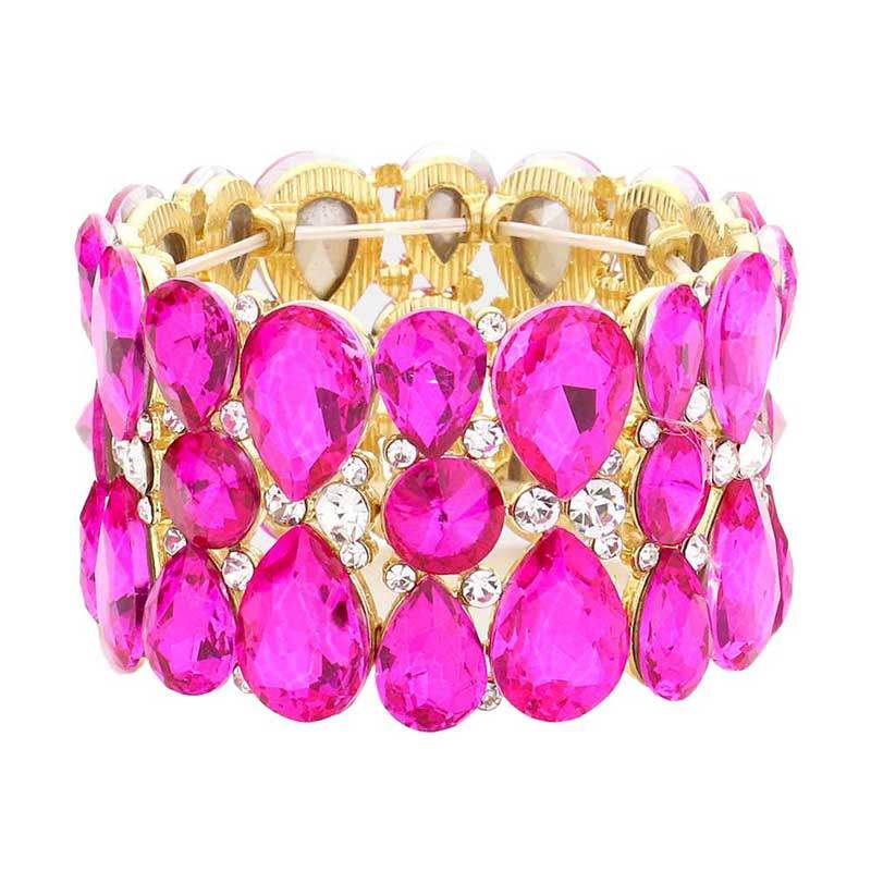 Teardrop Crystal Stretch Evening Bracelet - Madeline Love - Flyclothing LLC