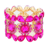 Teardrop Round Stone Stretch Evening Bracelet - Madeline Love - Flyclothing LLC