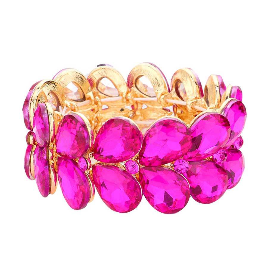 Teardrop Stone Embellished Evening Bracelet - Madeline Love - Flyclothing LLC