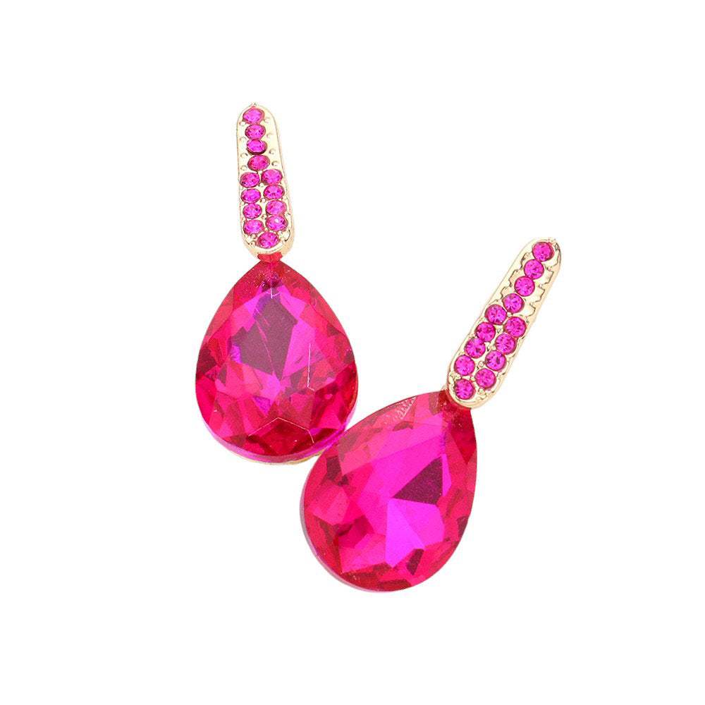 Teardrop Stone Evening Earrings - Madeline Love - Flyclothing LLC
