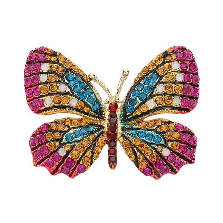 Rhinestone Pave Butterfly Pin Brooch - Madeline Love - Flyclothing LLC
