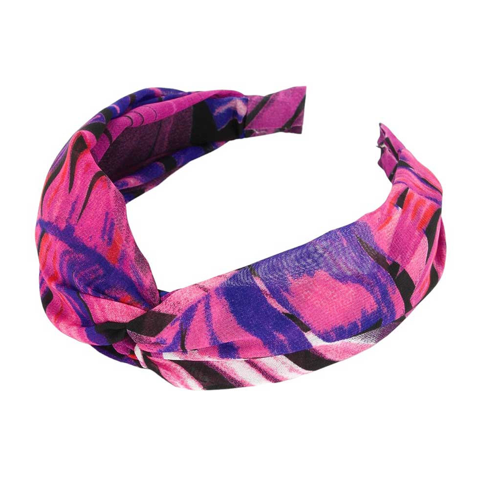 Tropical Leaf Patterned Twisted Headband - Madeline Love - Flyclothing LLC