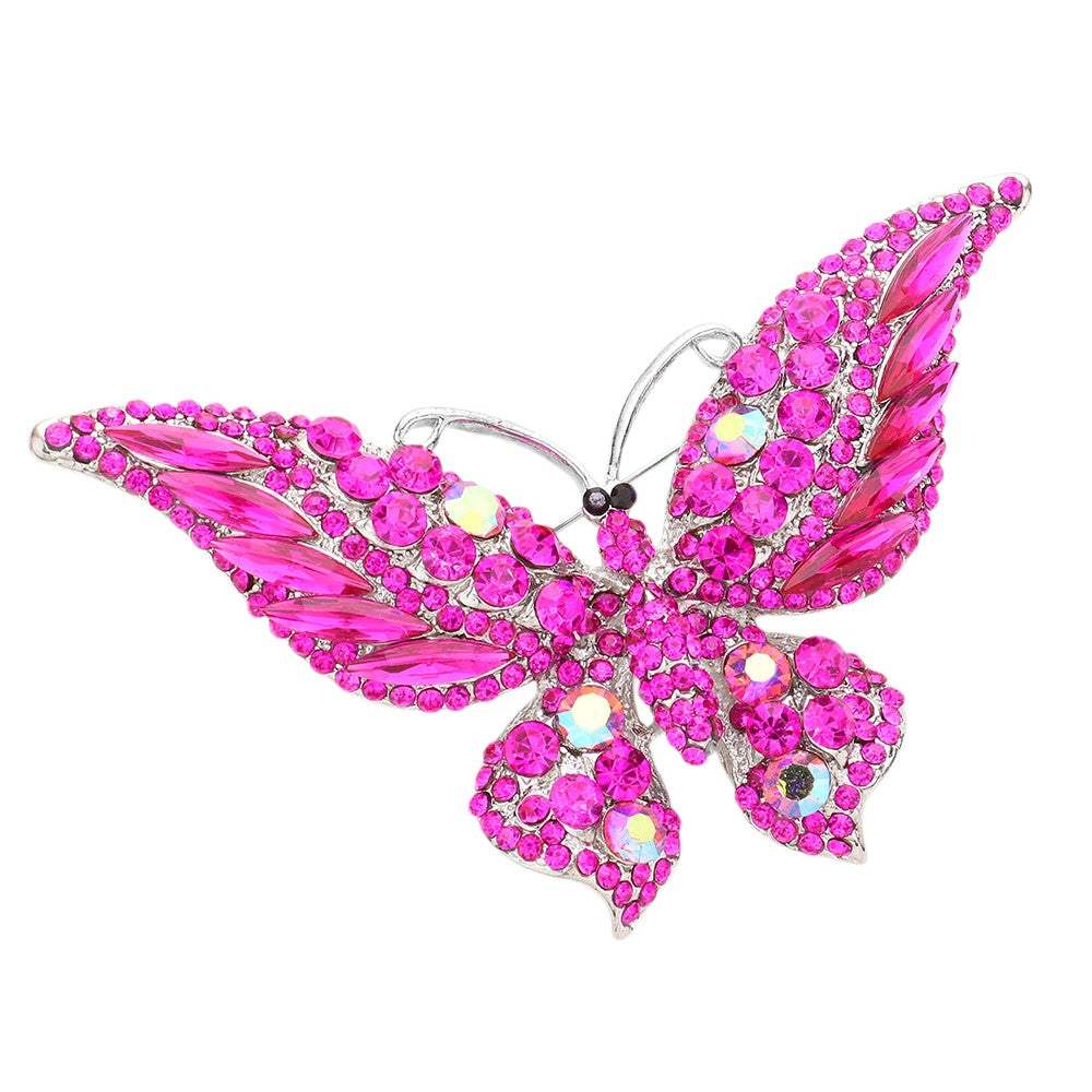Glass Crystal Butterfly Pin Brooch - Madeline Love - Flyclothing LLC
