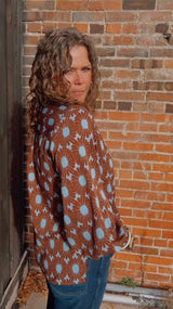 Blue Highway Retro Floral Balloon Sleeve Blouse ~ PREORDER JUNE 2026 - Lil Bee's Bohemian - Flyclothing LLC
