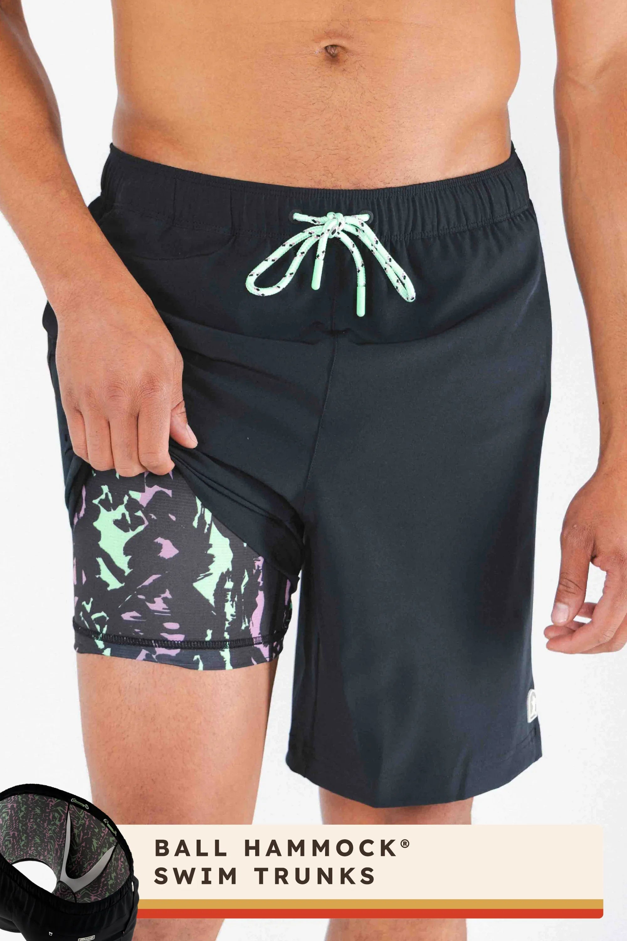 The Funky Fresh | Black and Neon Tribal Ball Hammock® Pouch 8" Swim Trunks - Shinesty - Flyclothing LLC