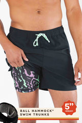 The Funky Fresh | Black and Neon Tribal Ball Hammock® Pouch 5" Swim Trunks - Shinesty - Flyclothing LLC