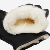 Francesca (black) - Italian lambskin leather gloves with white rabbit fur lining - Leather Gloves Online - Flyclothing LLC