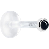 16G 5/16 Solid 14K White Gold 2mm Genuine Onyx Bioplast Tragus Earring Stud