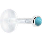 16G 5/16 Solid 14K White Gold 2mm Genuine Turquoise Bioplast Tragus Earring Stud