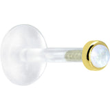 16G 5/16 Solid 14K Yellow Gold 2mm Genuine Rainbow Moonstone Bioplast Tragus Earring Stud