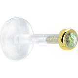 16G 5/16 Solid 14K Yellow Gold 2mm Genuine Labradorite Bioplast Tragus Earring Stud