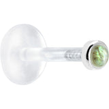 16G 5/16 Solid 14K White Gold 2mm Genuine Labradorite Bioplast Tragus Earring Stud