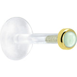 16G 5/16 Solid 14K Yellow Gold 2mm Genuine Aventurine Quartz Bioplast Tragus Earring Stud