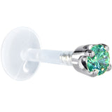 16G 5/16 Solid 14K White Gold 3mm Mint Green Cubic Zirconia Bioplast Tragus Earring Stud