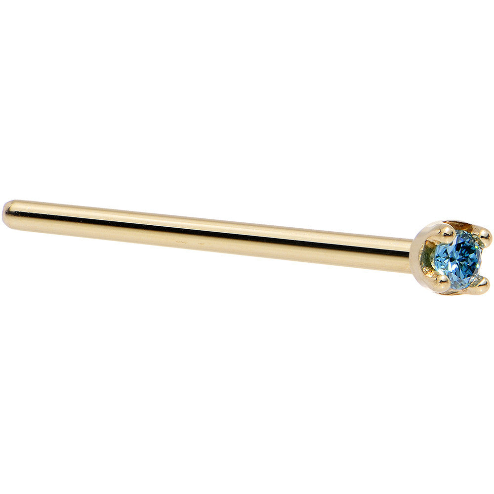 14k Yellow Gold 2mm Lab Grown Blue Diamond Nose Ring - BodyCandy - Flyclothing LLC