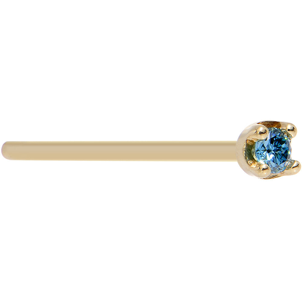 14k Yellow Gold 2mm Lab Grown Blue Diamond Nose Ring - BodyCandy - Flyclothing LLC