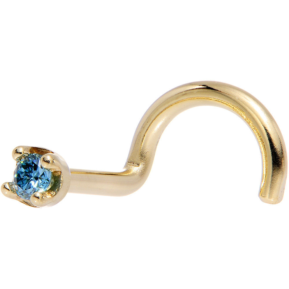 14k Yellow Gold 2mm Lab Grown Blue Diamond Nose Ring - BodyCandy - Flyclothing LLC