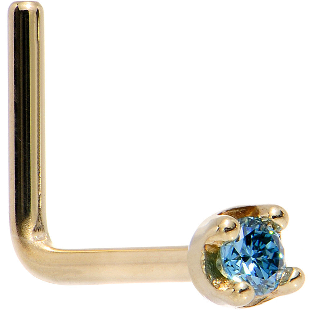 14k Yellow Gold 2mm Lab Grown Blue Diamond Nose Ring - BodyCandy - Flyclothing LLC