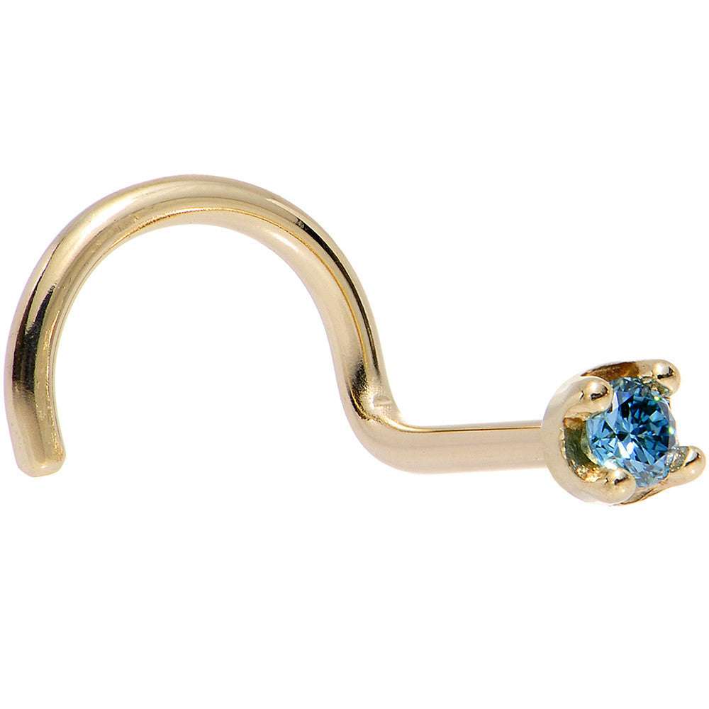 14k Yellow Gold 2mm Lab Grown Blue Diamond Nose Ring - BodyCandy - Flyclothing LLC