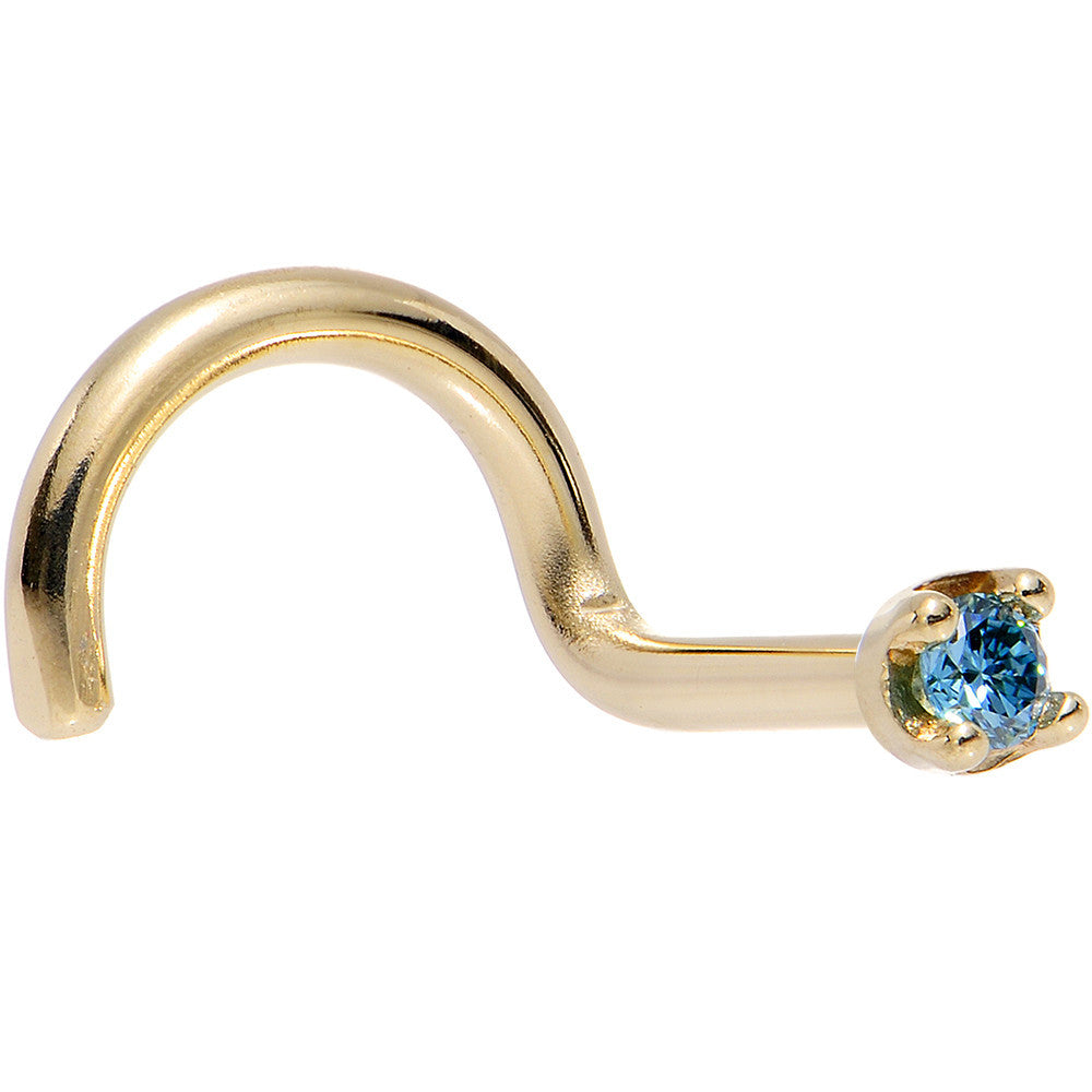 14k Yellow Gold 2mm Lab Grown Blue Diamond Nose Ring - BodyCandy - Flyclothing LLC