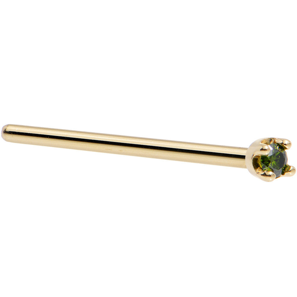 14k Yellow Gold 2mm Lab Grown Green Diamond Nose Ring - BodyCandy - Flyclothing LLC