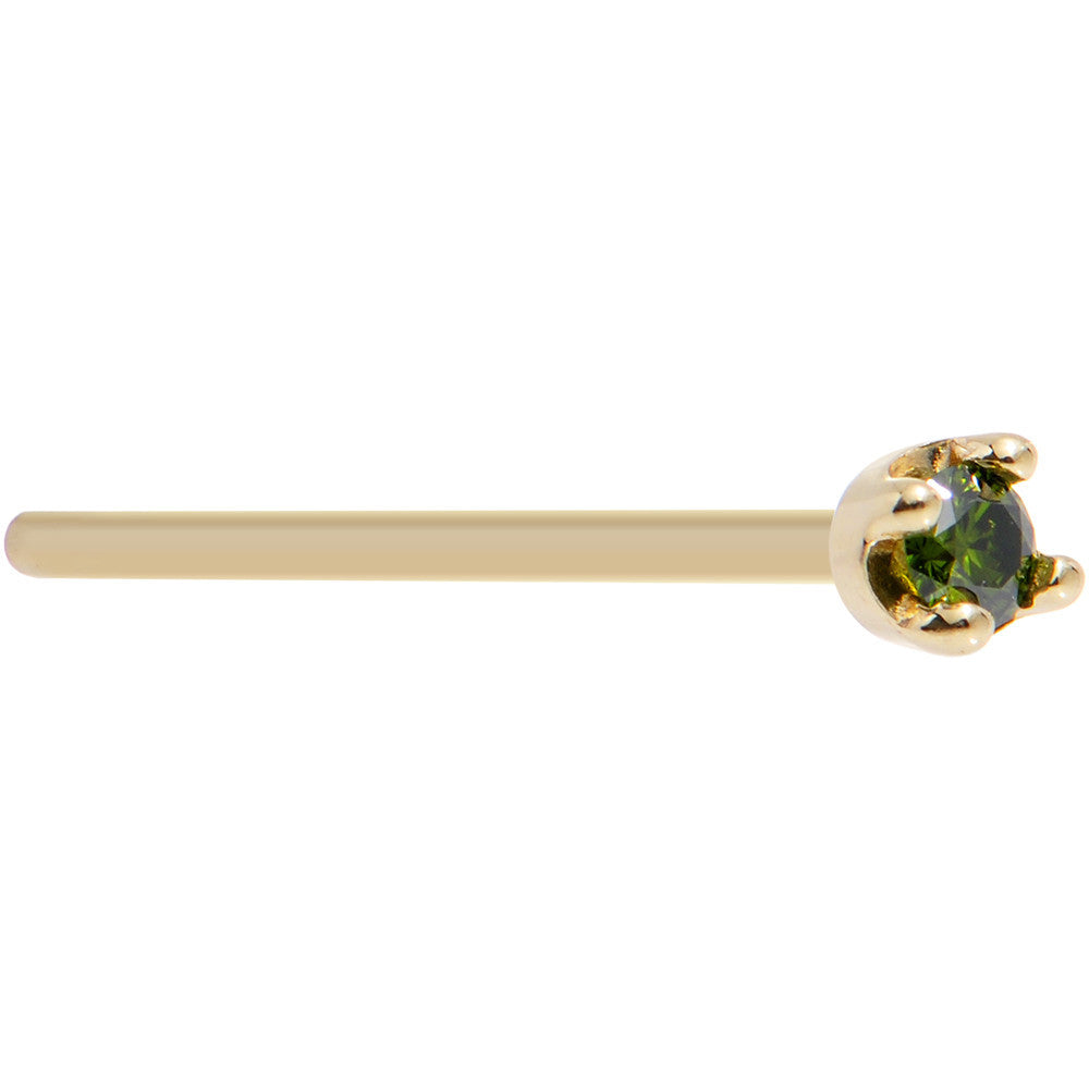 14k Yellow Gold 2mm Lab Grown Green Diamond Nose Ring - BodyCandy - Flyclothing LLC