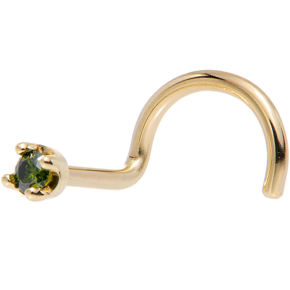 14k Yellow Gold 2mm Lab Grown Green Diamond Nose Ring - BodyCandy - Flyclothing LLC