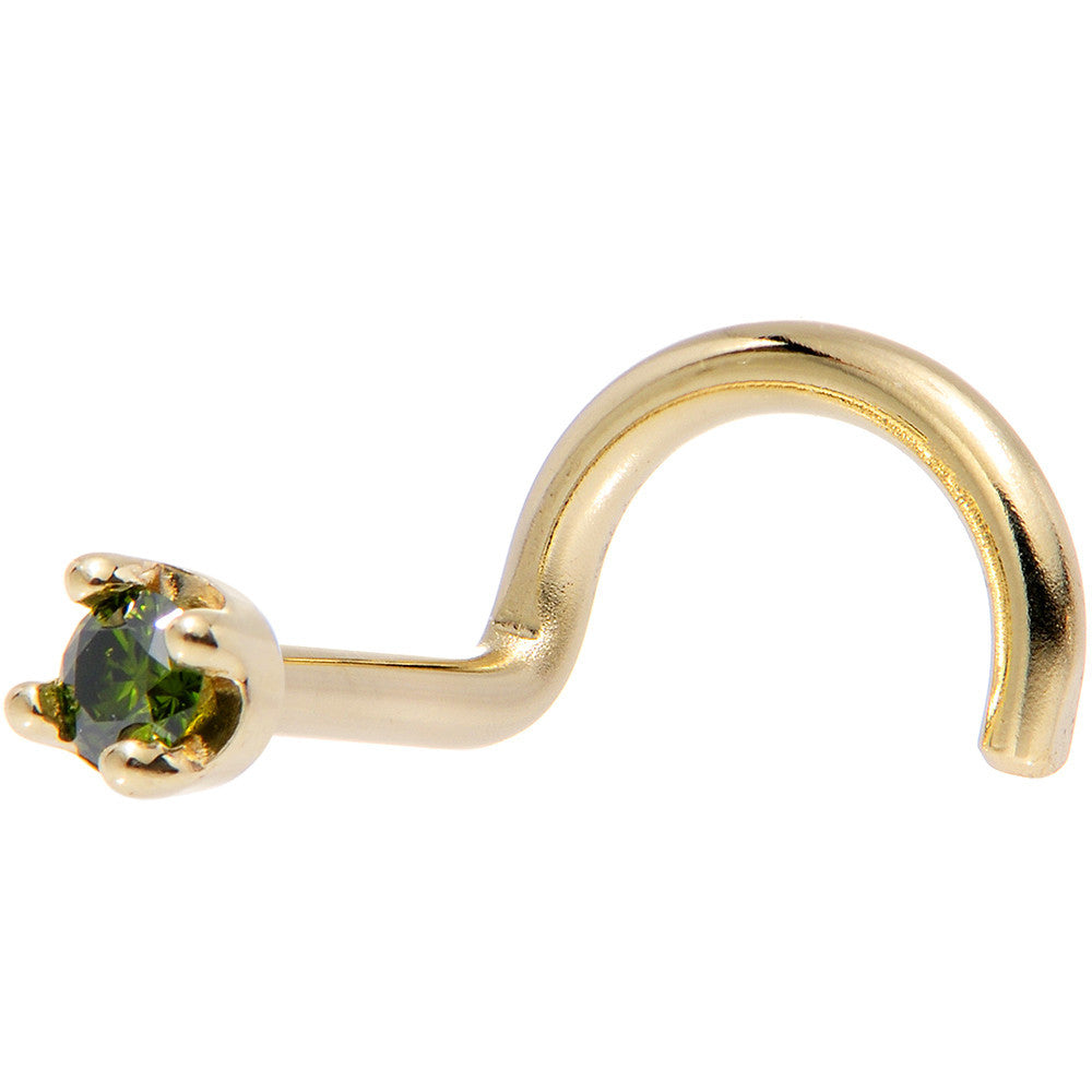 14k Yellow Gold 2mm Lab Grown Green Diamond Nose Ring - BodyCandy - Flyclothing LLC