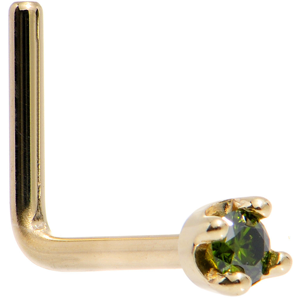 14k Yellow Gold 2mm Lab Grown Green Diamond Nose Ring - BodyCandy - Flyclothing LLC