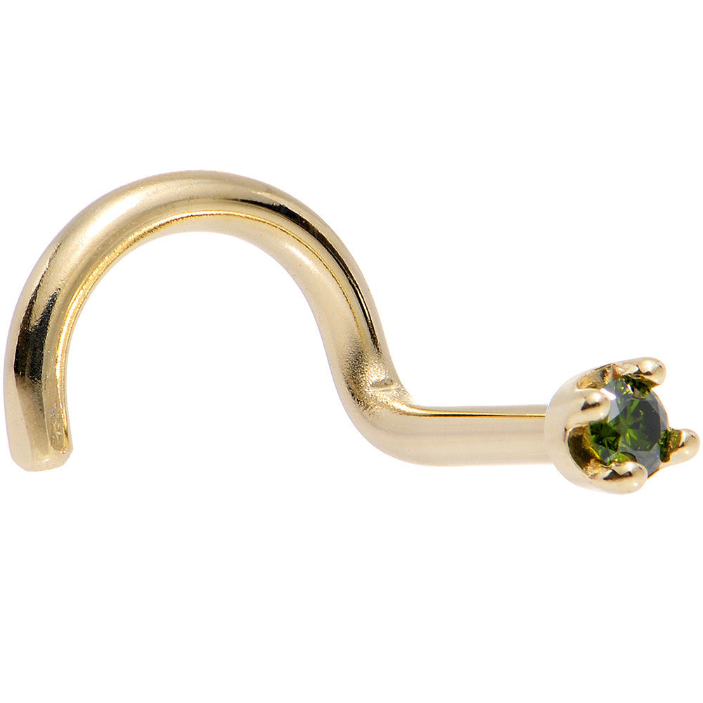 14k Yellow Gold 2mm Lab Grown Green Diamond Nose Ring - BodyCandy - Flyclothing LLC