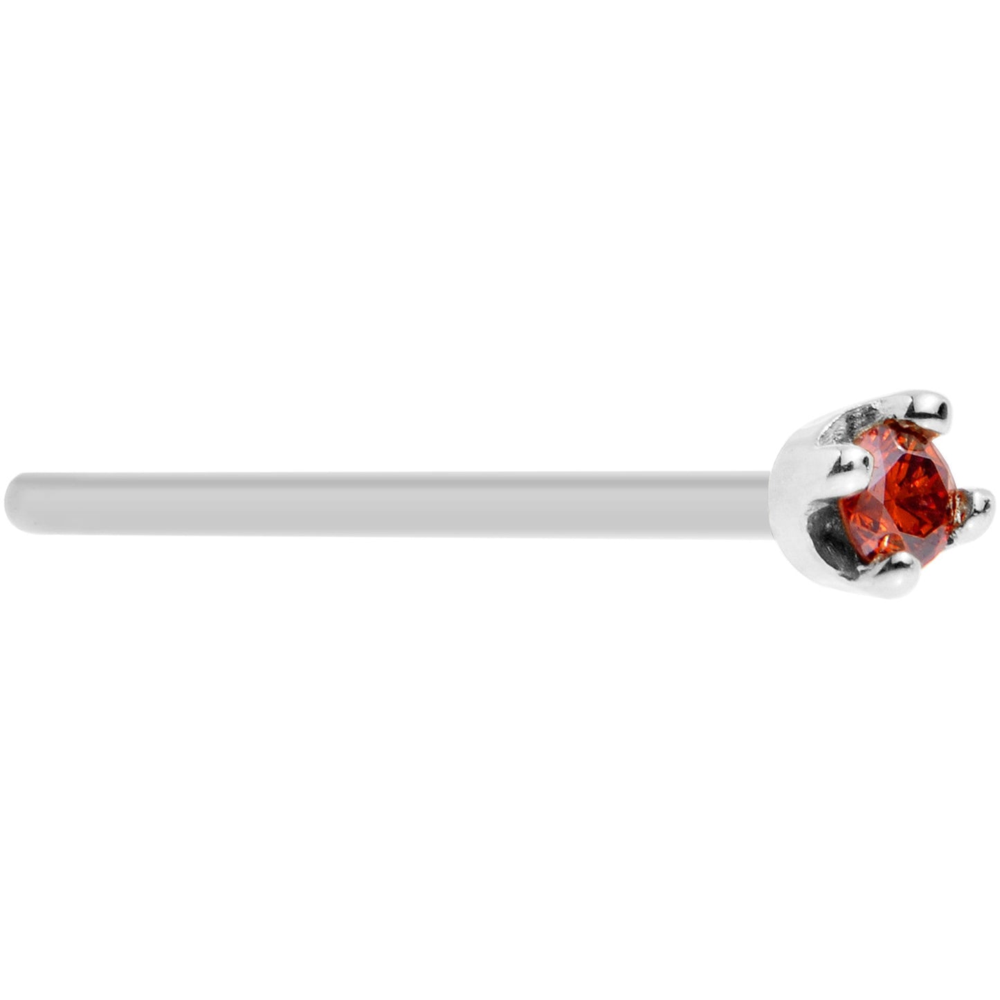 14k White Gold 2mm Lab Grown Red Diamond Nose Ring - BodyCandy - Flyclothing LLC