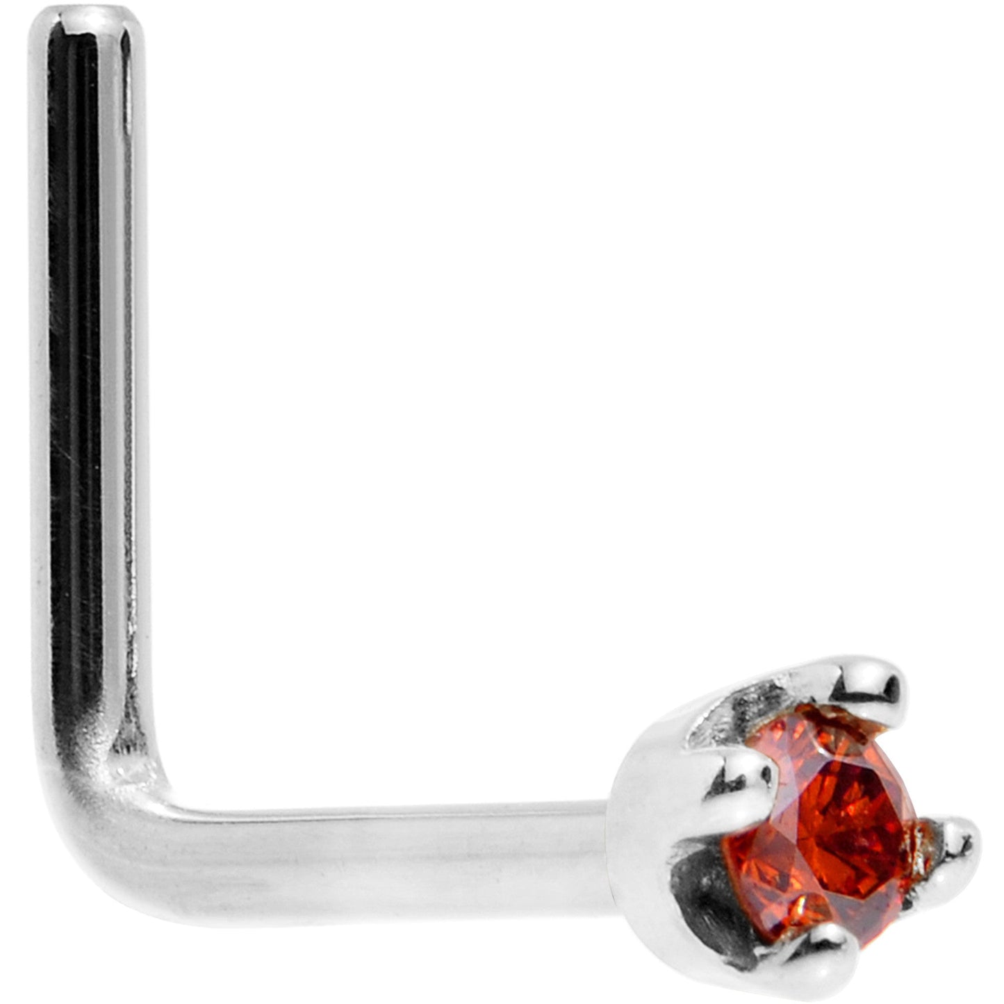 14k White Gold 2mm Lab Grown Red Diamond Nose Ring - BodyCandy - Flyclothing LLC