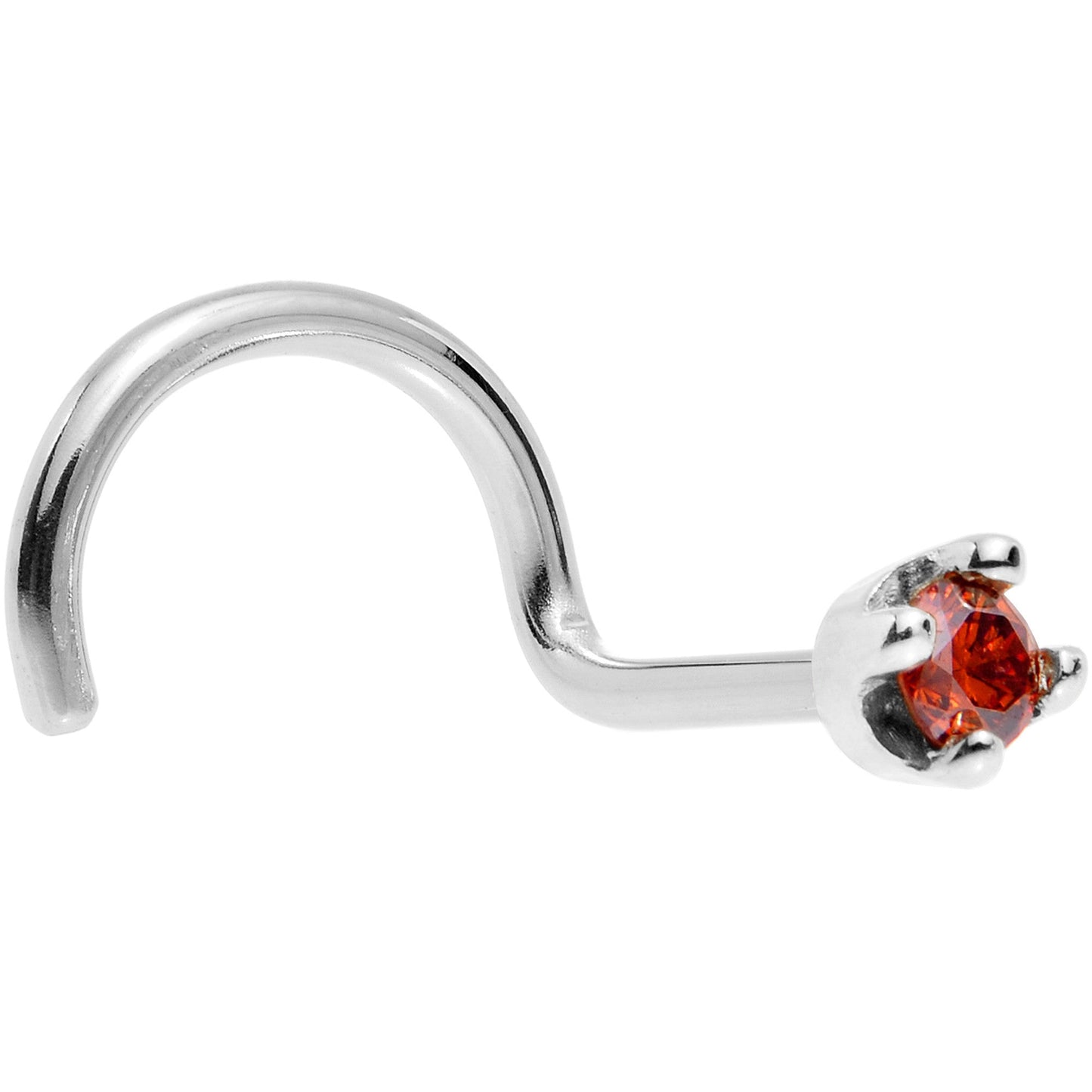 14k White Gold 2mm Lab Grown Red Diamond Nose Ring - BodyCandy - Flyclothing LLC