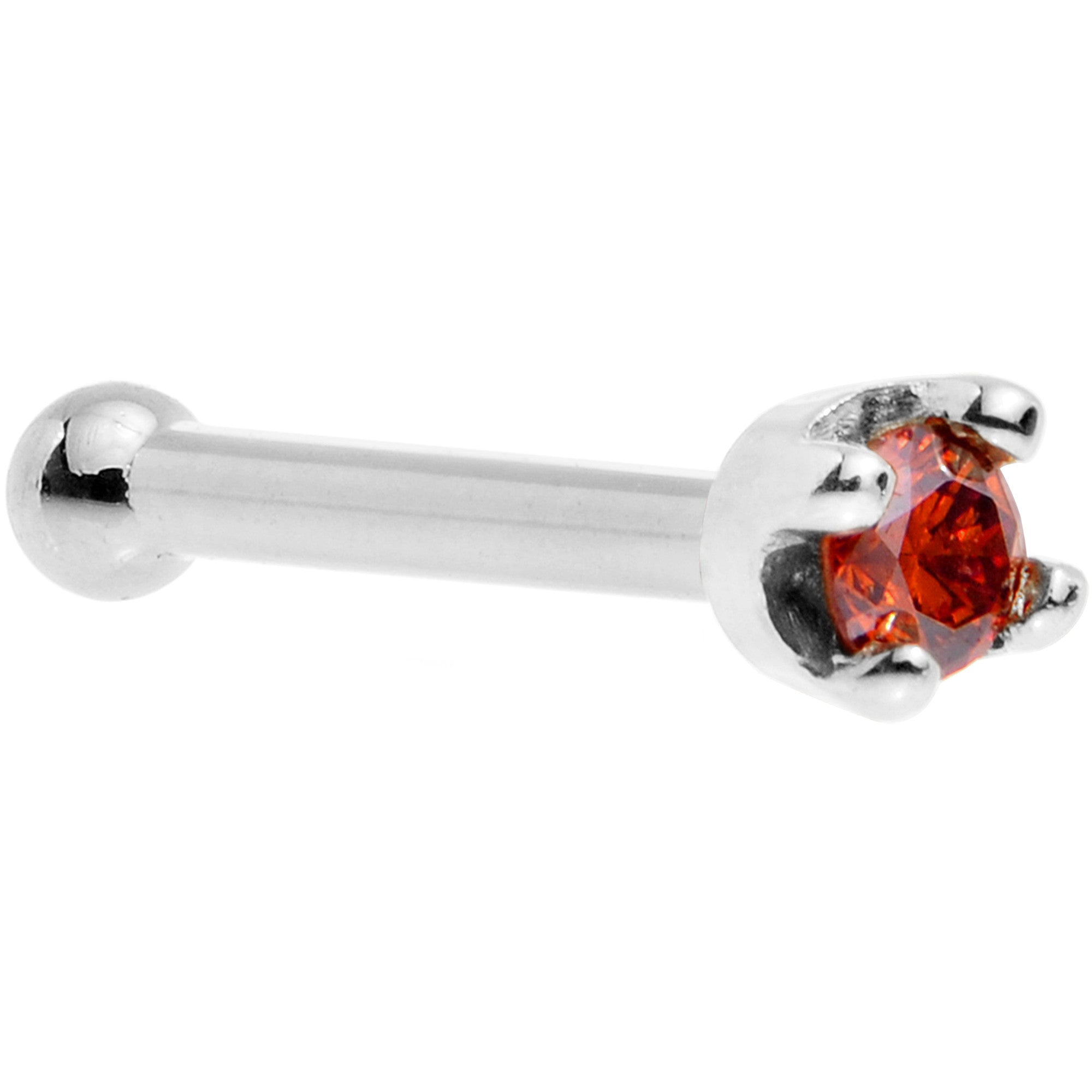 14k White Gold 2mm Lab Grown Red Diamond Nose Ring - BodyCandy - Flyclothing LLC