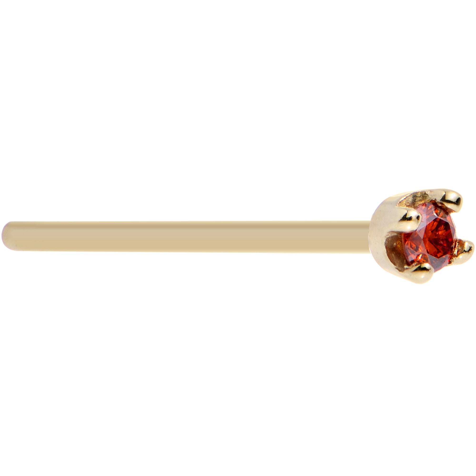 14k Yellow Gold 2mm Lab Grown Red Diamond Nose Ring - BodyCandy - Flyclothing LLC