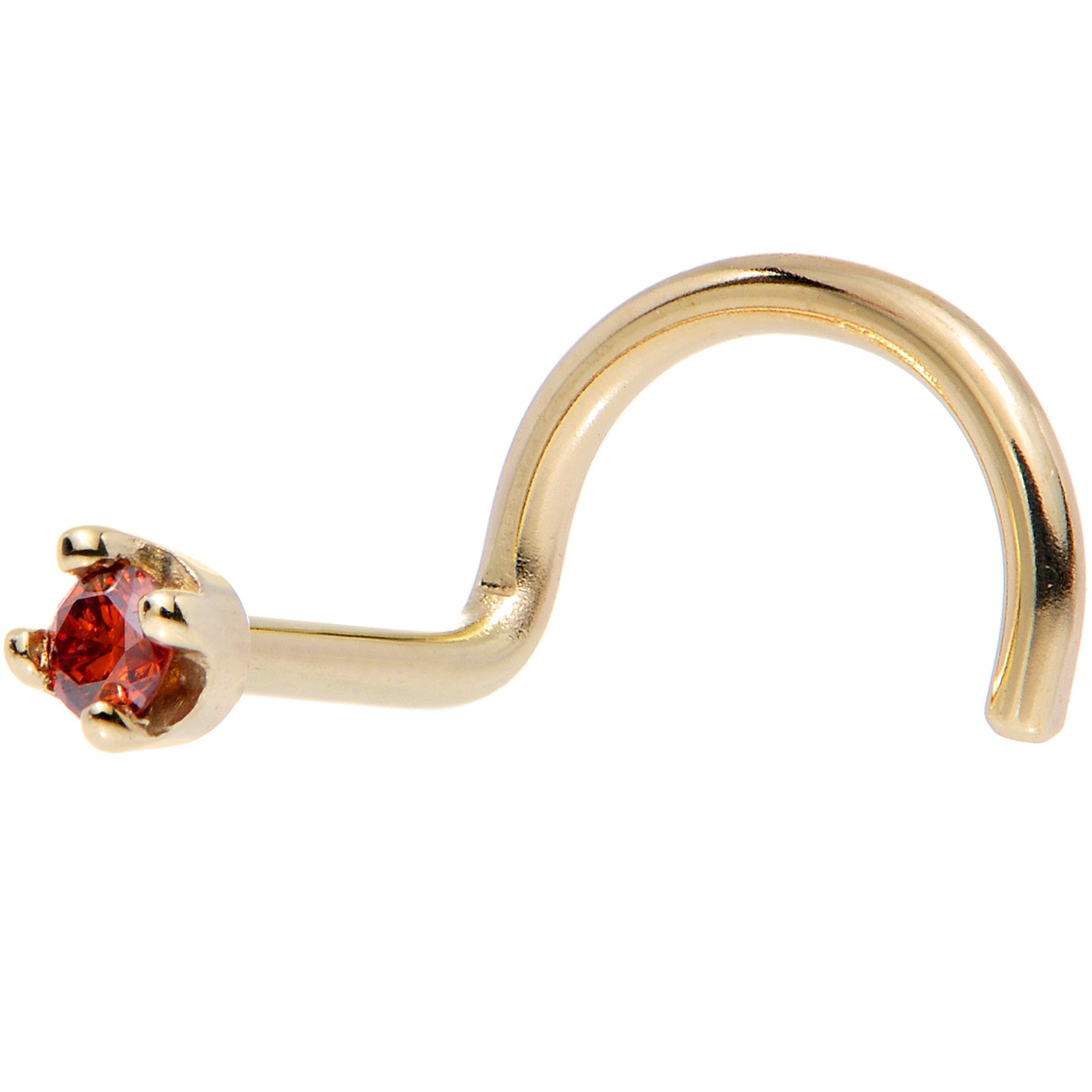 14k Yellow Gold 2mm Lab Grown Red Diamond Nose Ring - BodyCandy - Flyclothing LLC
