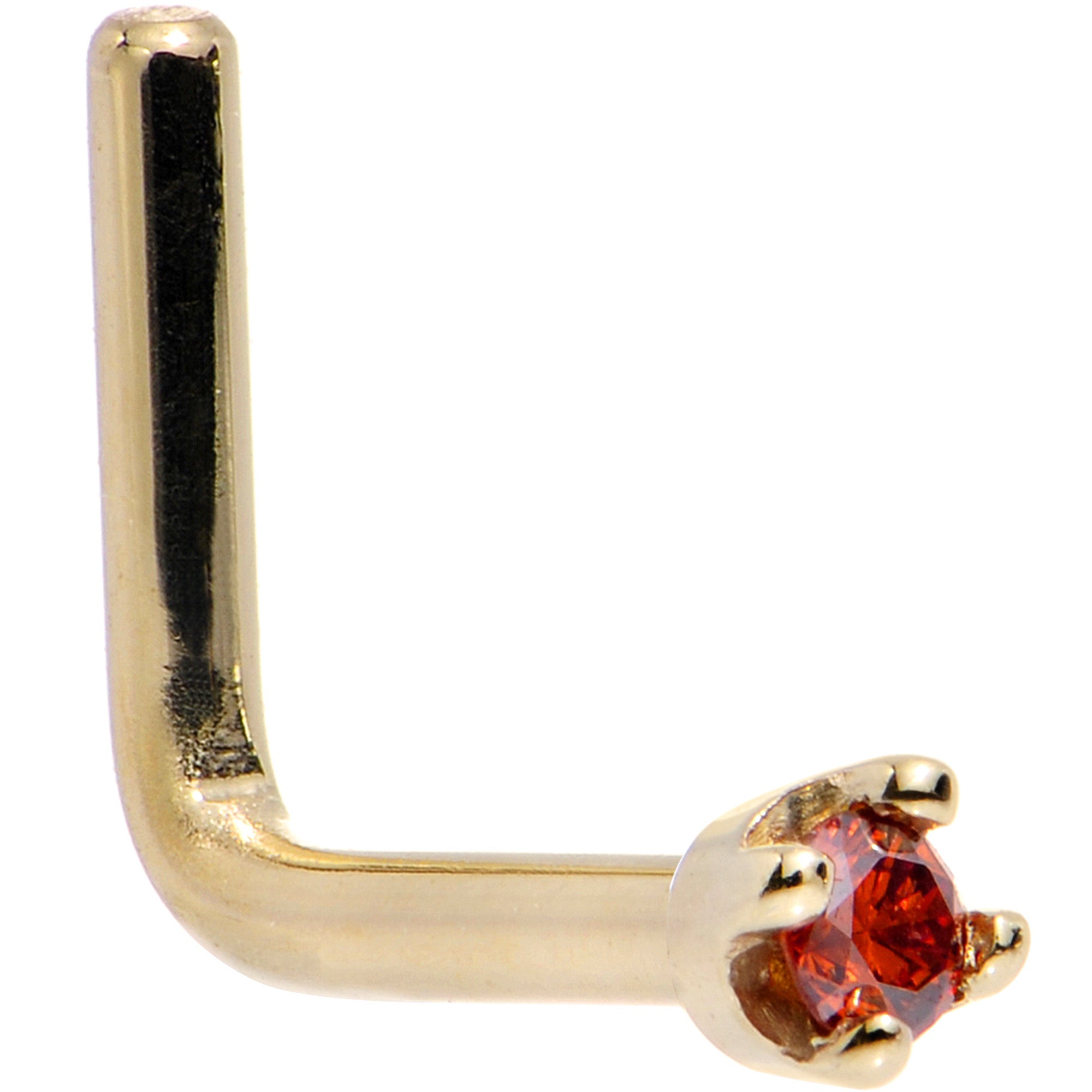 14k Yellow Gold 2mm Lab Grown Red Diamond Nose Ring - BodyCandy - Flyclothing LLC