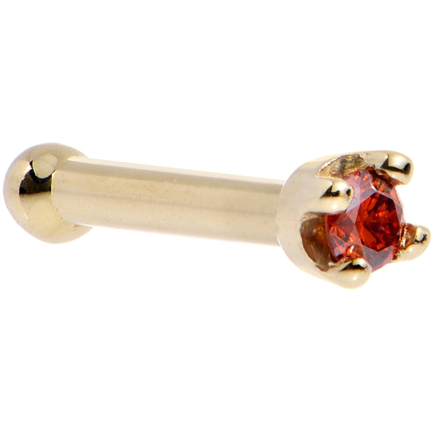 14k Yellow Gold 2mm Lab Grown Red Diamond Nose Ring - BodyCandy - Flyclothing LLC