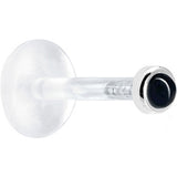 16G 1/4 Solid 14K White Gold 2mm Genuine Onyx Bioplast Tragus Earring Stud