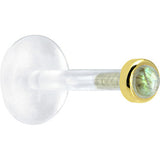 16G 1/4 Solid 14K Yellow Gold 2mm Genuine Labradorite Bioplast Tragus Earring Stud