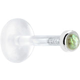 16G 1/4 Solid 14K White Gold 2mm Genuine Labradorite Bioplast Tragus Earring Stud