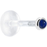 16G 1/4 Solid 14K White Gold 2mm Genuine Blue Lapis Lazuli Bioplast Tragus Earring Stud