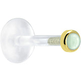 16G 1/4 Solid 14K Yellow Gold 2mm Genuine Aventurine Quartz Bioplast Tragus Earring Stud