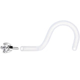 18G 1/4 White Gold 1.5mm Clear Cubic Zirconia Bioplast Nose Ring