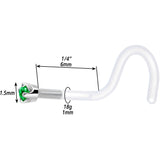 18G 1/4 White Gold 1.5mm Green Cubic Zirconia Bioplast Nose Ring