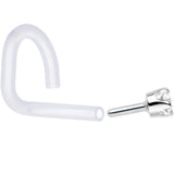 18G 1/4 White Gold 1.5mm Genuine Diamond Bioplast Nose Ring