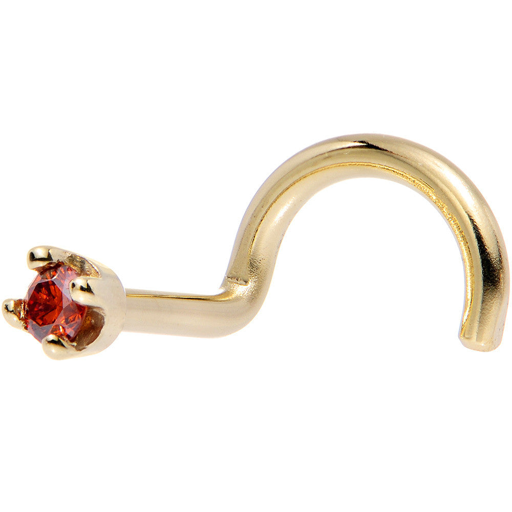 14k Yellow Gold 2mm Lab Grown Red Diamond Nose Ring - BodyCandy - Flyclothing LLC