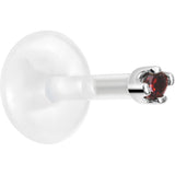 16G 1/4 14K White Gold January 1.5mm CZ Bioplast Push in Cartilage Earring